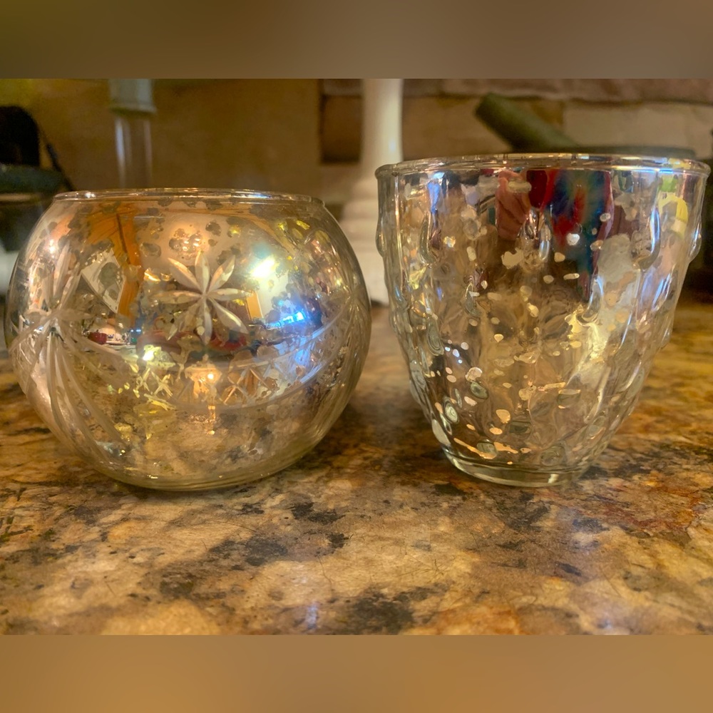 set of mercury glass votive holders